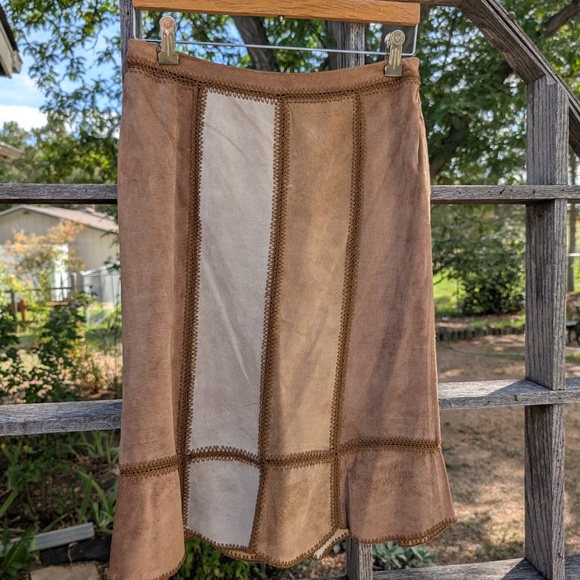 Y2K genuine leather striped Express skirt - Picture 2 of 8